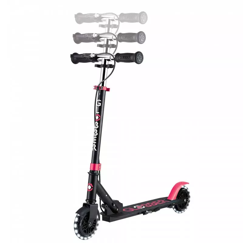 Scooter with hand brake FLOW ELEMENT JUNIOR LIGHTS, black-pink