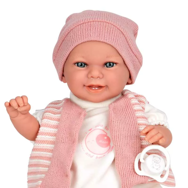 Laughing doll-baby Sophie in soft pink, realistic weight - 35 cm