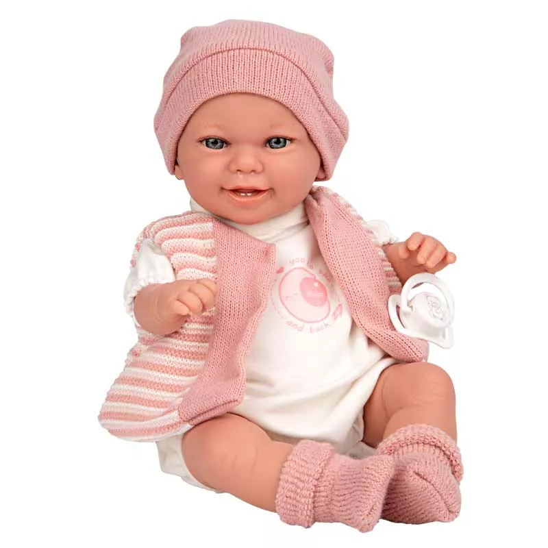 Laughing doll-baby Sophie in soft pink, realistic weight - 35 cm