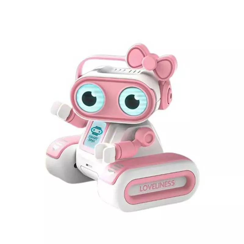 Musical pink robot with lights and recording function 1:16