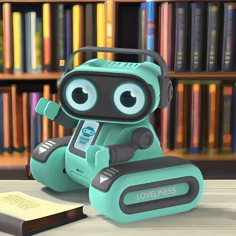 Musical robot with lights and recording function - mint green