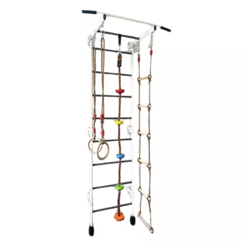 Swedish wall for children's gymnastics, metal, with accessories, white