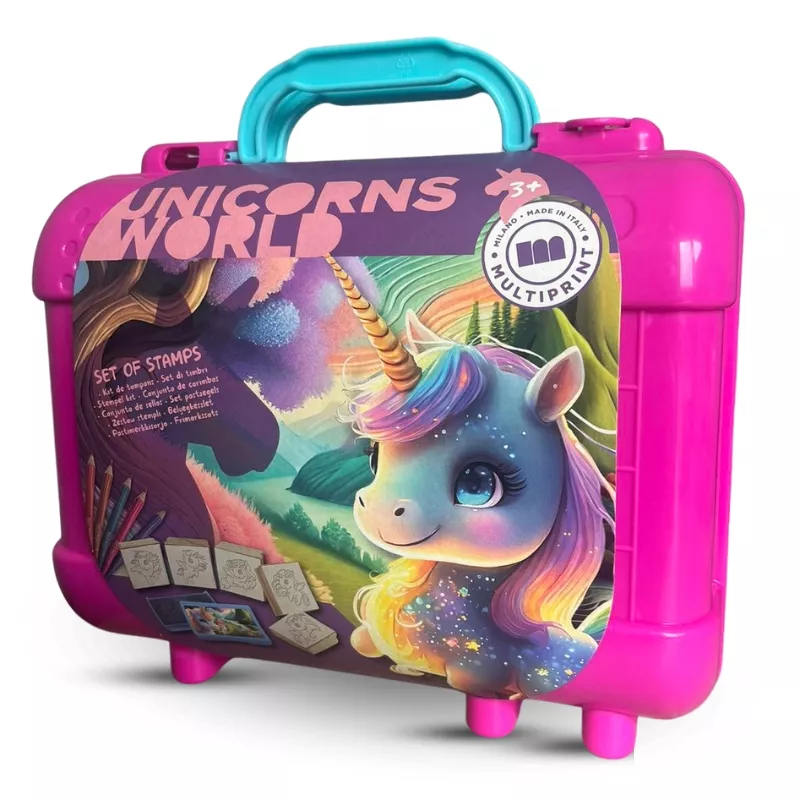 Creative suitcase "Magical Unicorn" with coloring accessories and 5 stamps.
