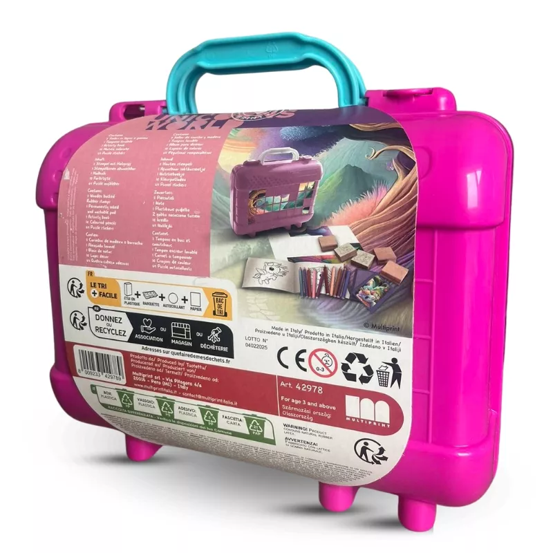 Creative suitcase "Magical Unicorn" with coloring accessories and 5 stamps.