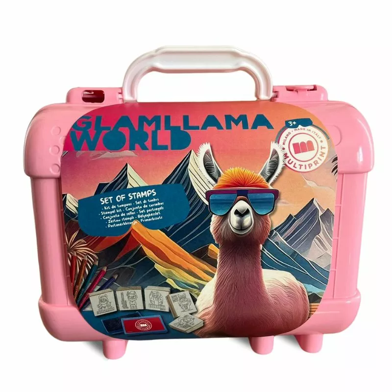 Creative suitcase "Fashion Lama" with coloring accessories and 5 stamps