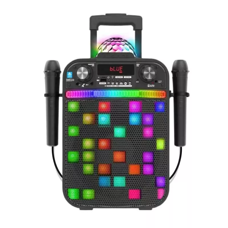 Karaoke Bluetooth speaker with 2 microphones and LED light, black