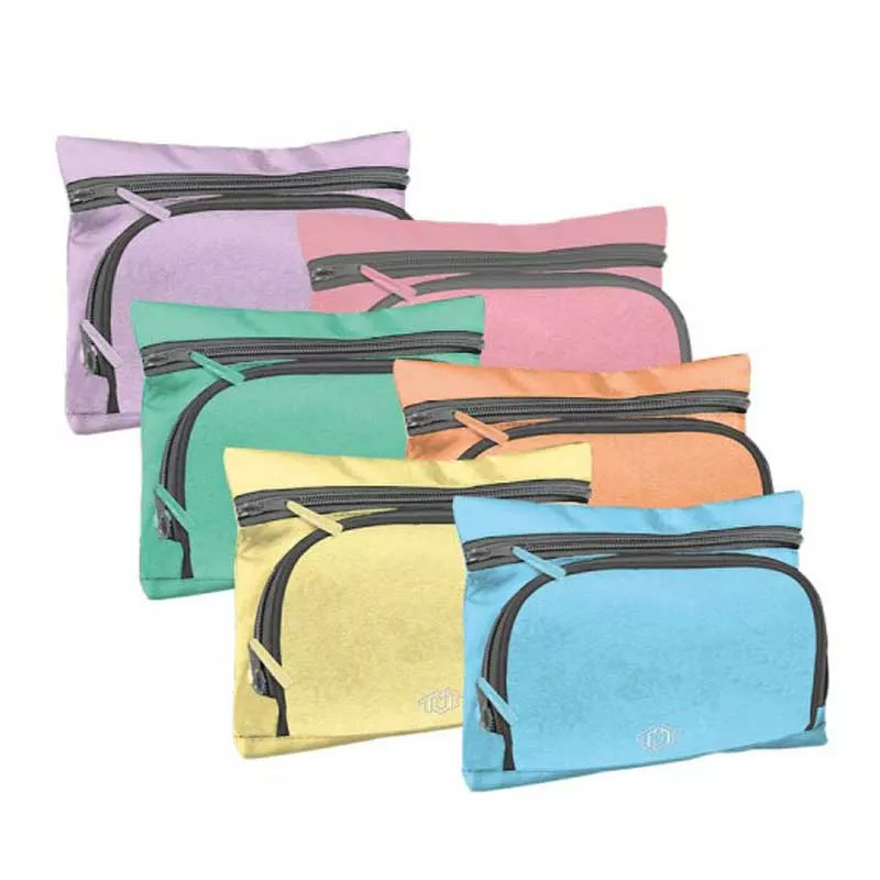 Rectangular school pencil case by Toneuptone in pastel colors, blue