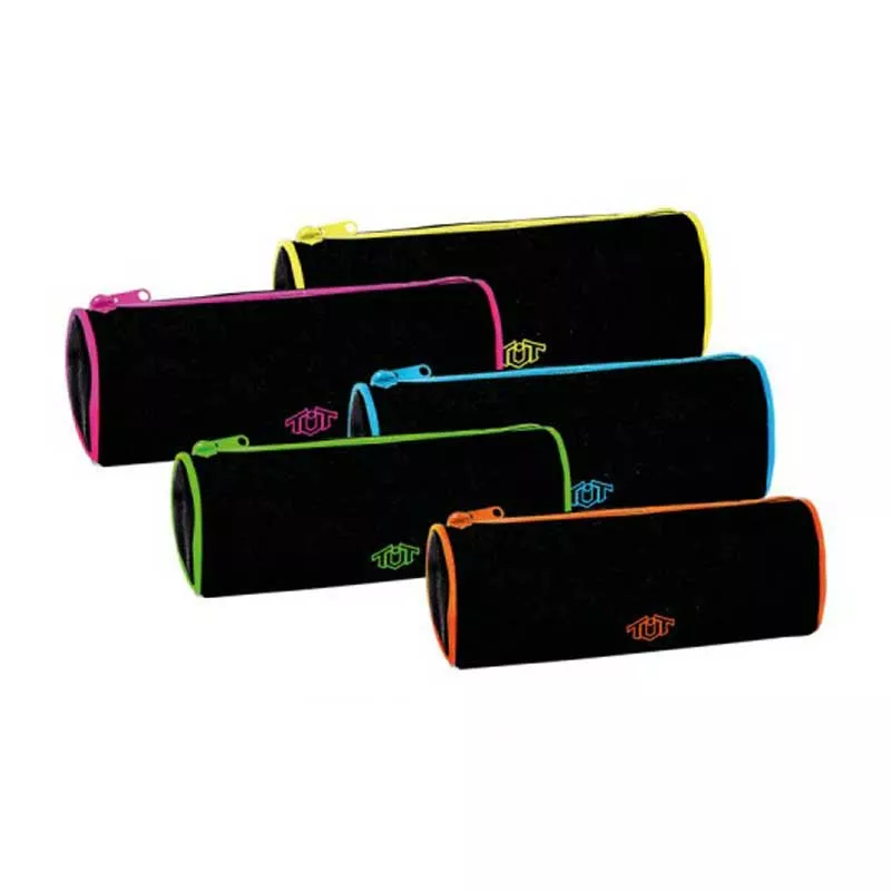 Round school pencil case Toneuptone, black/yellow