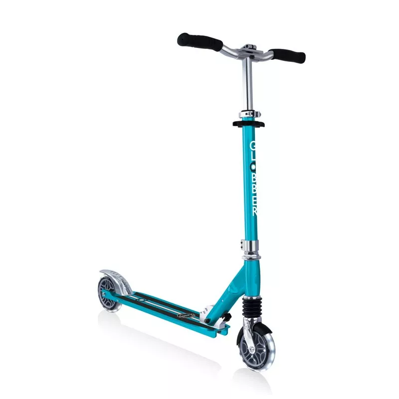 Aluminum folding scooter for kids FLOW ELEMENT COMFORT LIGHTS - aqua