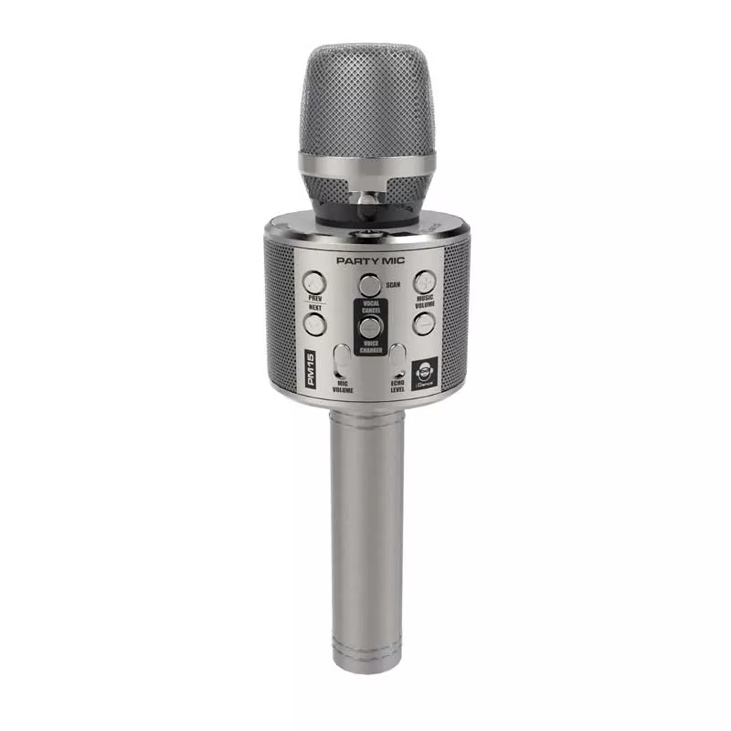 Children's party microphone with LED lights - silver