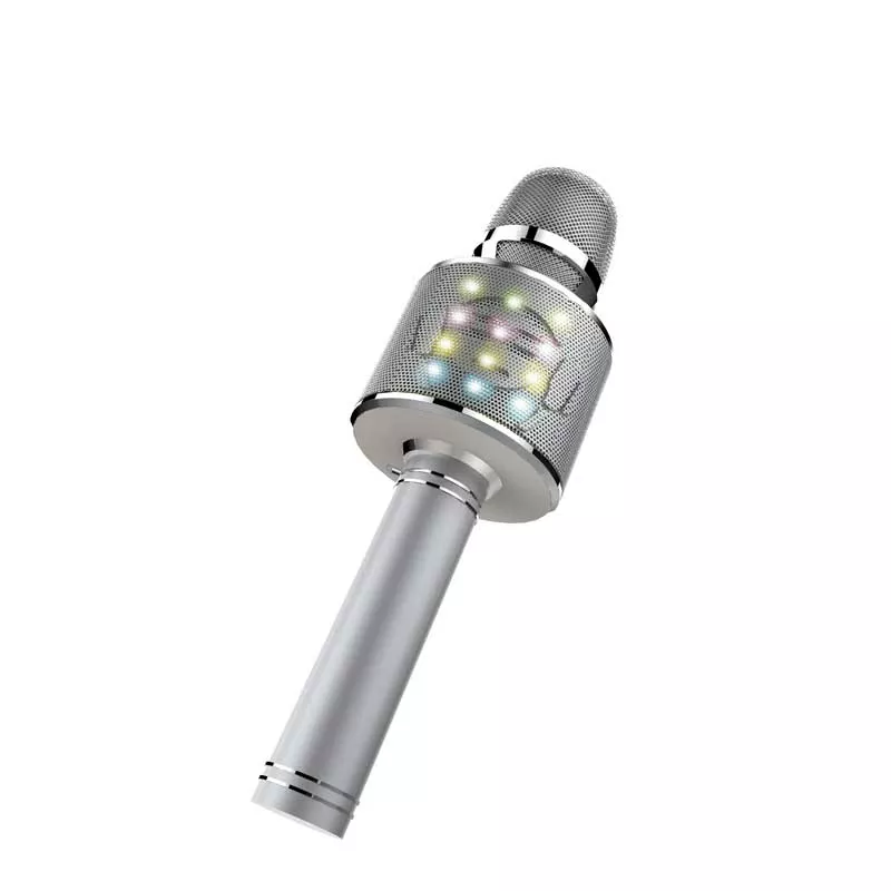 Children's party microphone with LED lights - silver