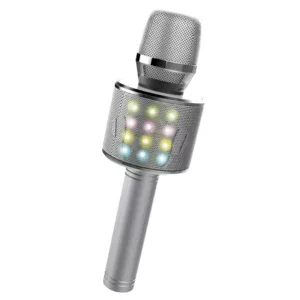 Children's party microphone with LED lights - silver