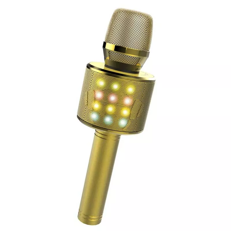 Children's party microphone with LED lights - gold
