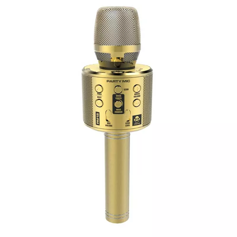 Children's party microphone with LED lights - gold