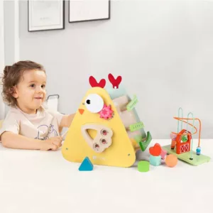 Wooden educational cube - Rooster