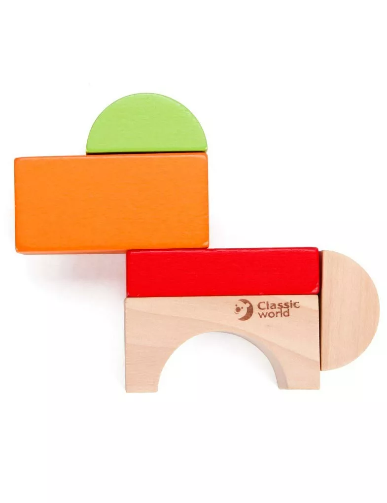 Wooden building blocks set - 100 pieces.