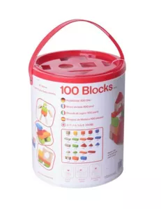 Wooden building blocks set - 100 pieces.