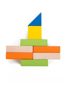 Wooden building blocks set - 100 pieces.