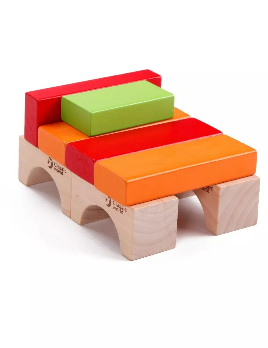Wooden building blocks set - 100 pieces.