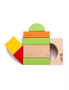 Wooden building blocks set - 100 pieces.