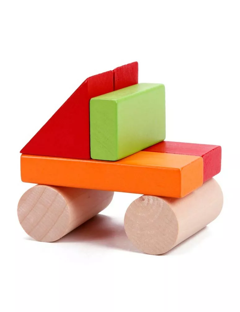 Wooden building blocks set - 100 pieces.