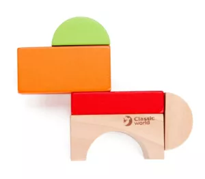 Wooden building set with 100 blocks