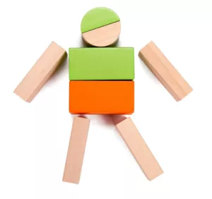 Wooden building set with 100 blocks