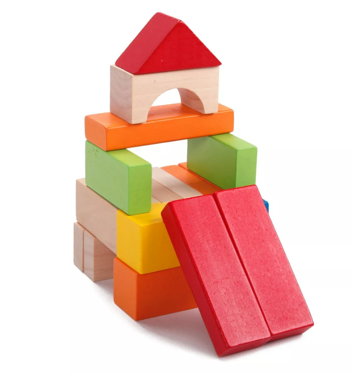 Wooden building set with 100 blocks