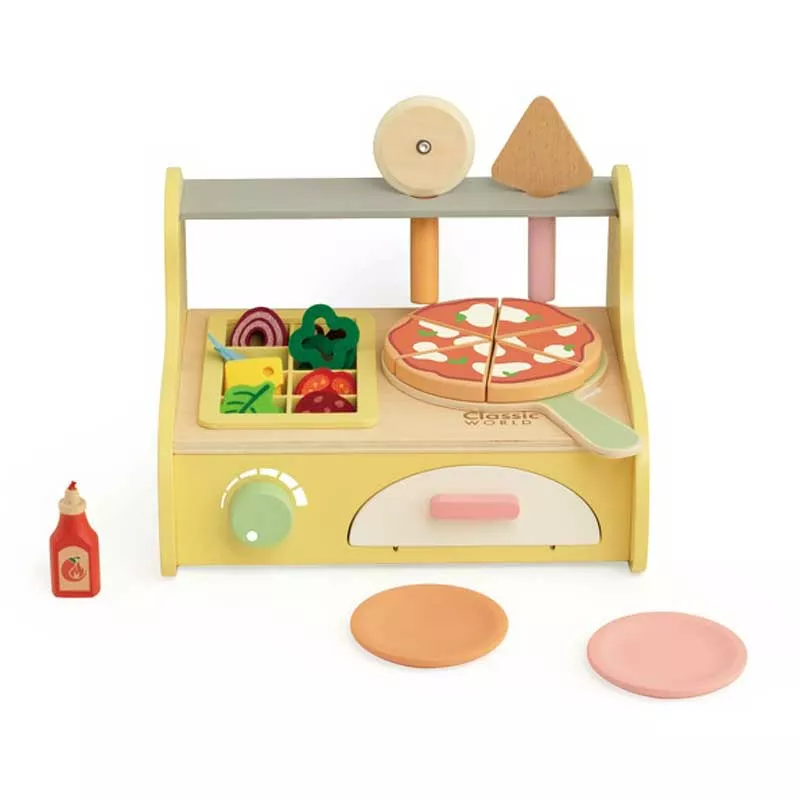 Дървена детска фурна за пици с аксесоари