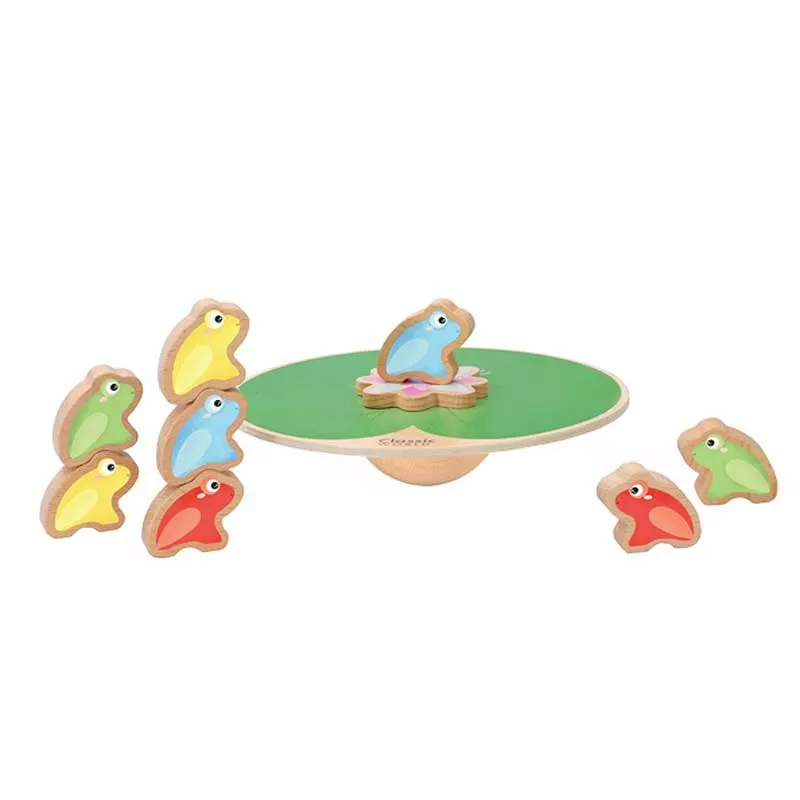 Wooden child's game for balance - Water lily with frogs