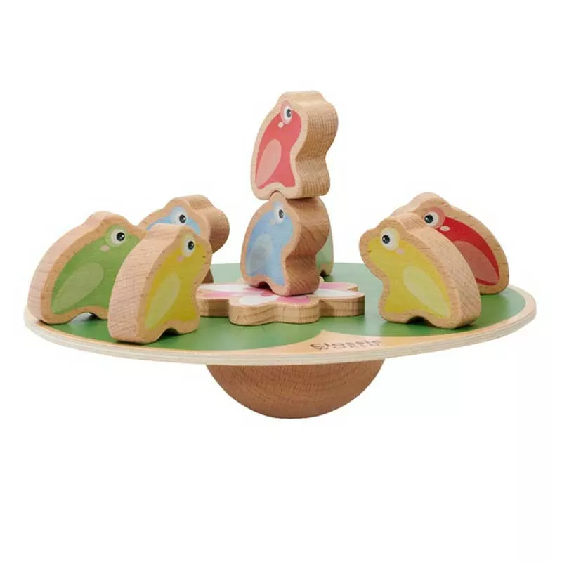 Wooden child's game for balance - Water lily with frogs