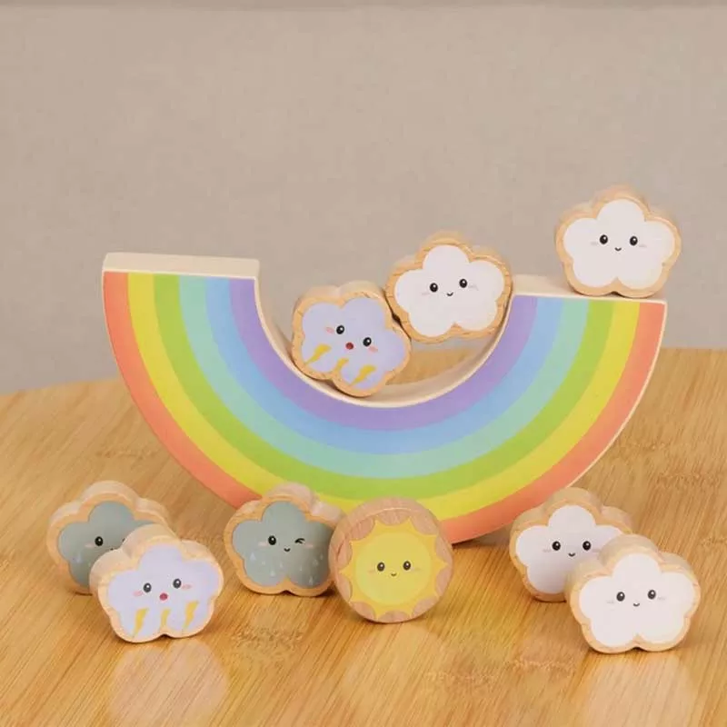 Wooden balancing game - rainbow color