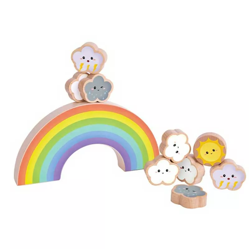 Wooden balancing game - rainbow color