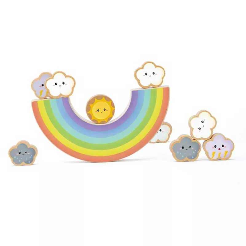 Wooden balancing game - rainbow color