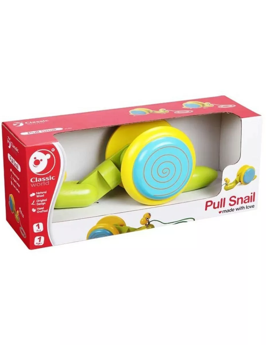 Wooden toy - pull snail