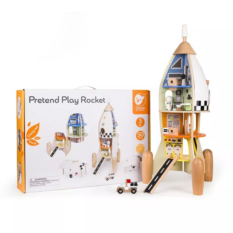 Wooden toy with activities - Space rocket
