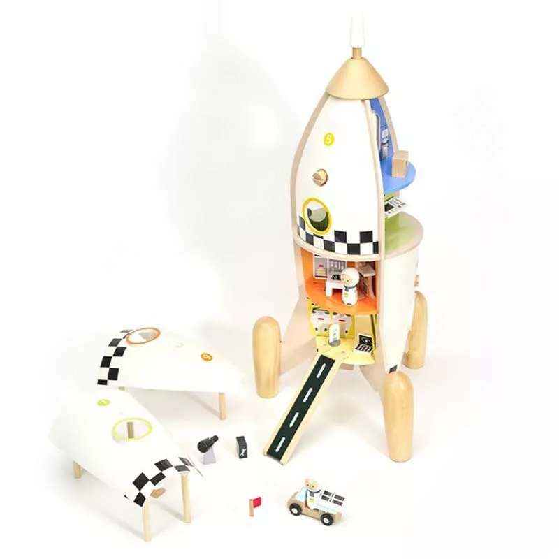 Wooden toy with activities - Space rocket