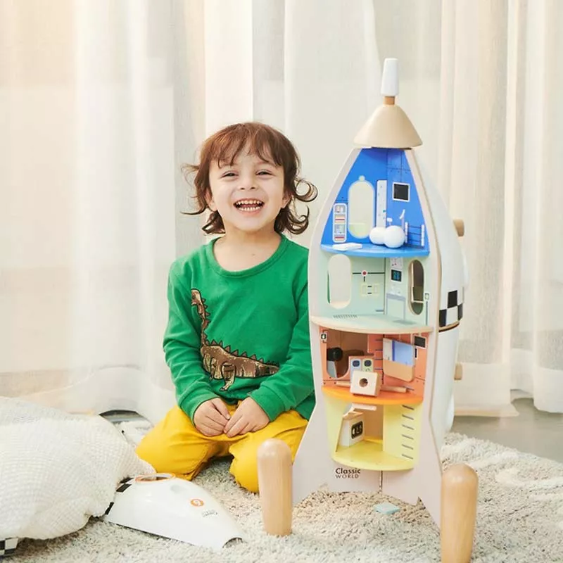 Wooden toy with activities - Space rocket