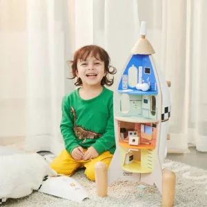 Wooden toy with activities - Space rocket