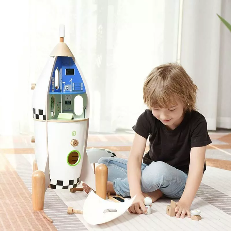 Wooden toy with activities - Space rocket