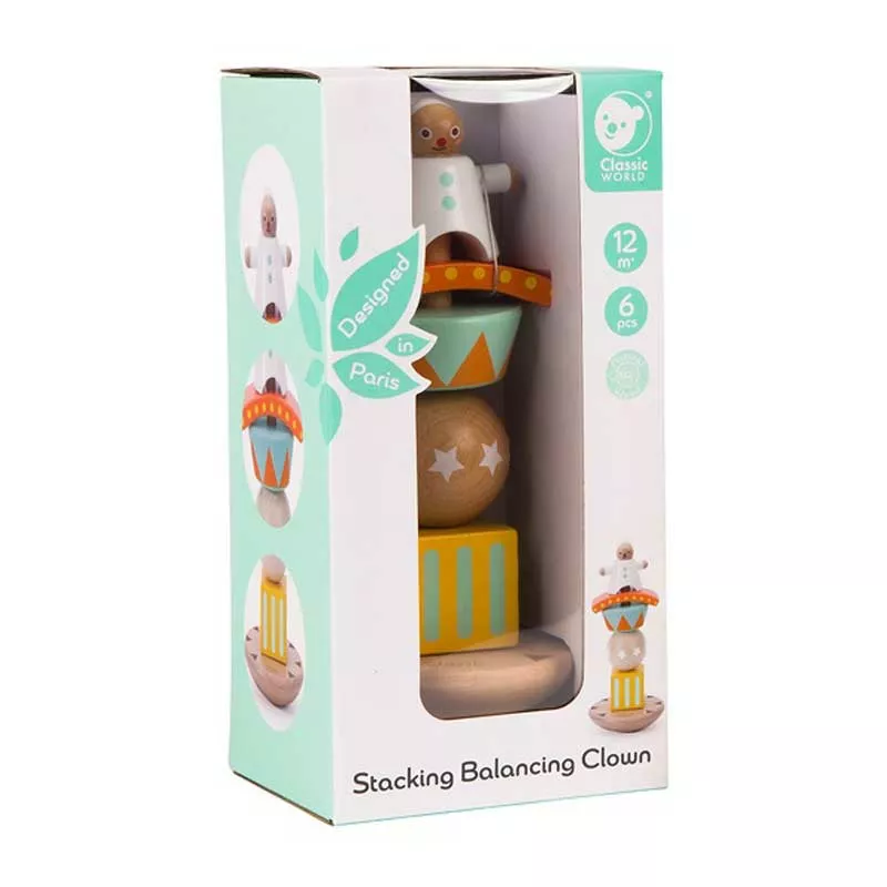 Wooden toy for balance and coordination - The Happy Clown