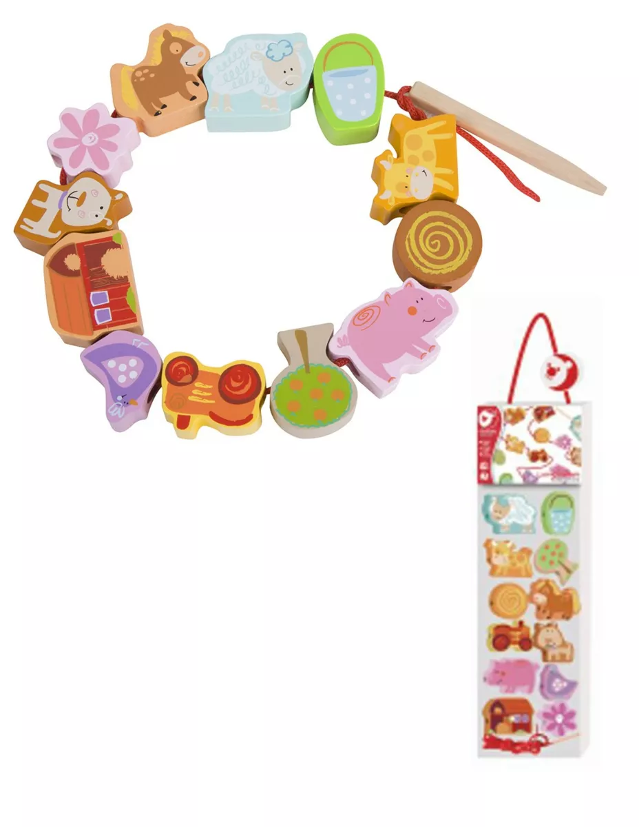 Дървена играчка за нанизване - Ферма