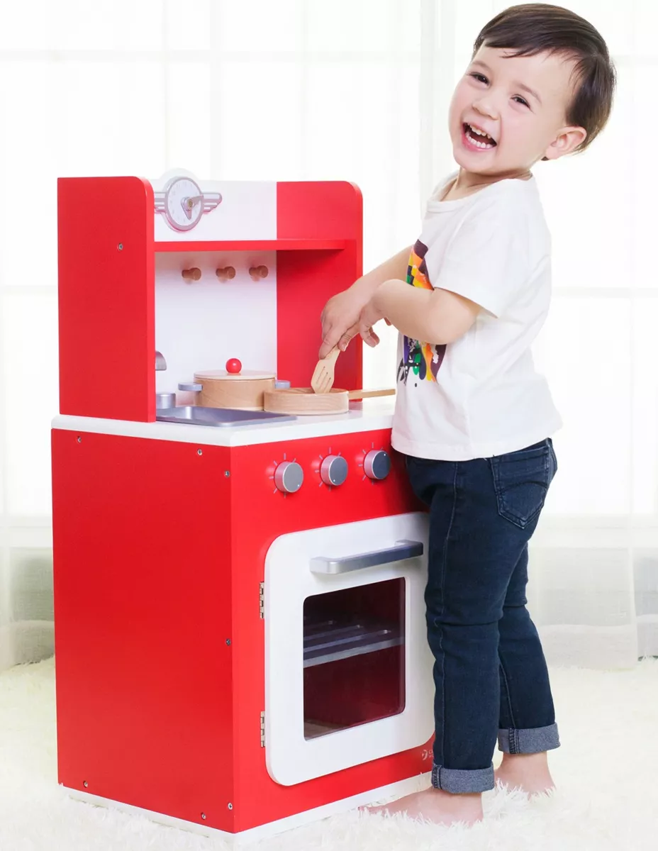 Wooden play kitchen - red