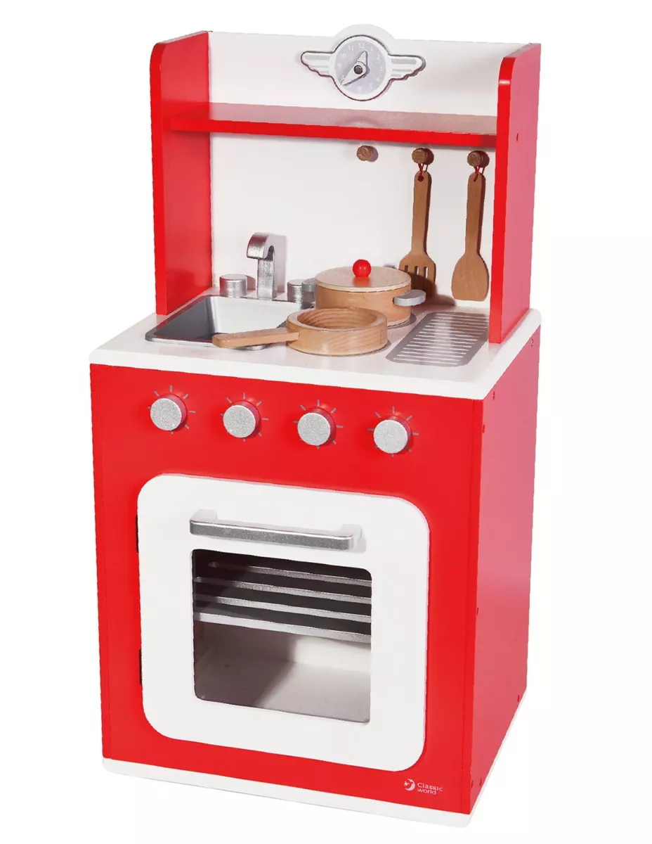 Wooden play kitchen - red