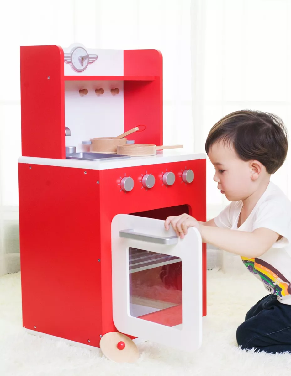 Wooden play kitchen - red