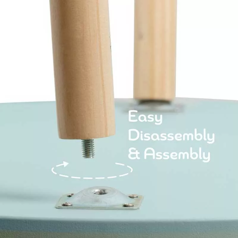 Wooden table for a children's room in pastel blue color