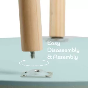 Wooden table for a children's room in pastel blue color