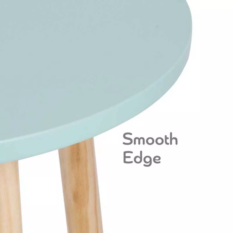 Wooden table for a children's room in pastel blue color