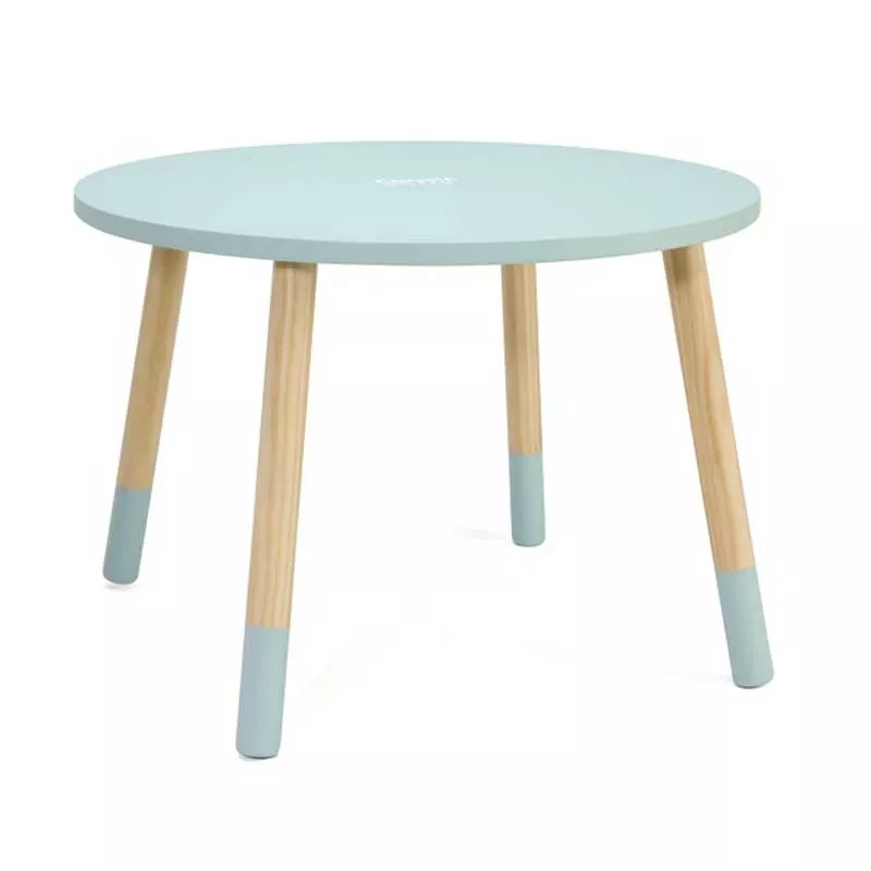 Wooden table for a children's room in pastel blue color