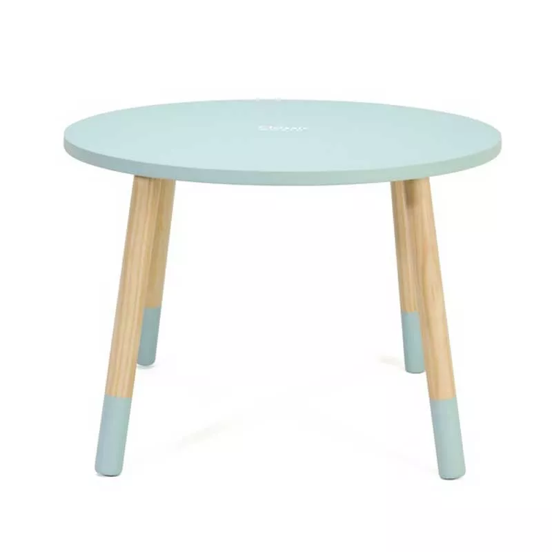 Wooden table for a children's room in pastel blue color